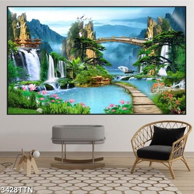 File tranh Tranh sơn thủy thác nước 3428TTN (ảnh gốc) độ nét vượt trội