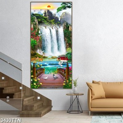 File tranh Tranh sơn thủy thác nước 3430TTN (gốc) chủ đề thiên nhiên