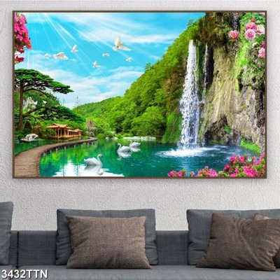 Tải về file gốc Tranh sơn thủy thác nước 3432TTN (dùng cho in quảng cáo)