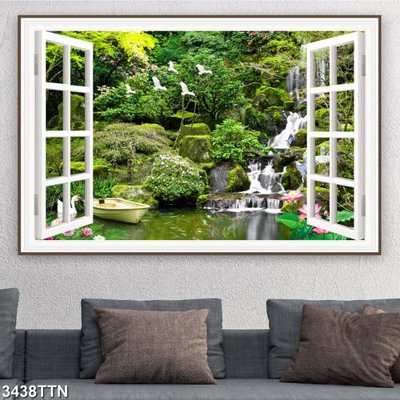 File tranh gốc Tranh sơn thủy thác nước 3438TTN (bản đẹp) độc quyền