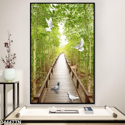 File gốc Tranh sơn thủy thác nước 3444TTN (in tráng gương) sang trọng