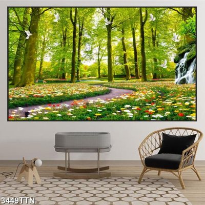 File gốc Tranh sơn thủy thác nước 3449TTN (phong cách) cổ điển