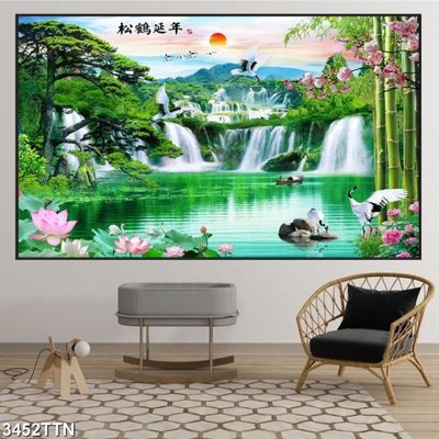 Tải file Tranh sơn thủy thác nước 3452TTN (gốc) in trên mọi chất liệu