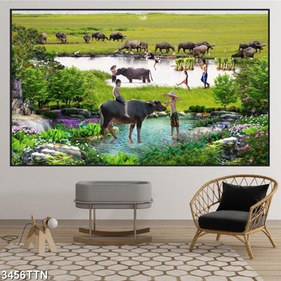 File gốc Tranh sơn thủy thác nước 3456TTN (chuẩn CMYK) cho nhà in