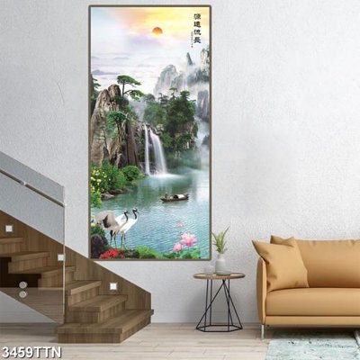 Tải file Tranh sơn thủy thác nước 3459TTN (ảnh gốc) in tranh kính