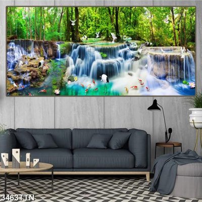 File gốc Tranh sơn thủy thác nước 3463TTN (vector) cho in ấn