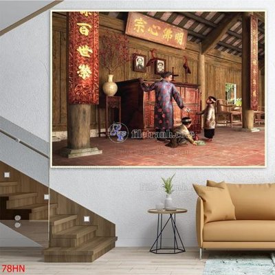 Download file gốc File tranh hà nội xưa 78HN (in lụa) tranh 3D