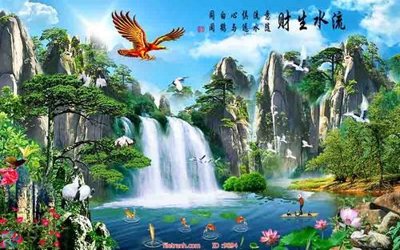 Ảnh gốc File tranh phong thủy 9094 (nét căng) in mica