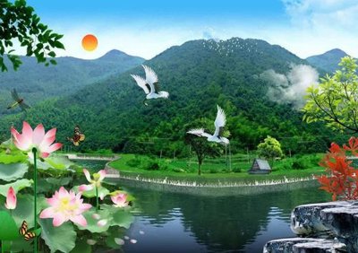 File gốc Tranh sơn thủy hữu tình 9413 (in tráng gương) hiện đại