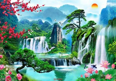 File tranh File tranh phong thủy 9493 (bản gốc) in lụa 3D