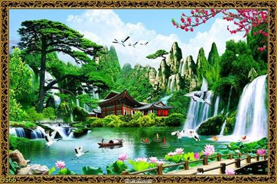 Ảnh gốc File tranh phong thủy 9566 (độ nét cao) in mica