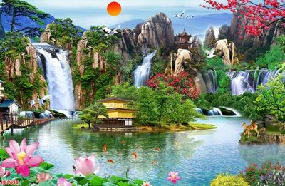 Ảnh gốc File tranh phong thủy 9638 (độ nét cao) in tráng gương