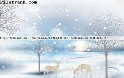 File tranh in trần Buc tuong nen hong hac rung nhiet doi Bac Au 100 (ảnh gốc siêu nét)