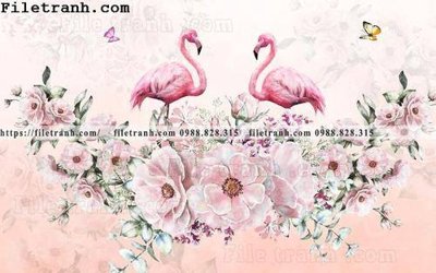 File tranh Buc tuong nen hong hac rung nhiet doi Bac Au 107 (ảnh gốc) chi tiết rõ ràng