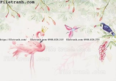 File tranh gốc Buc tuong nen hong hac rung nhiet doi Bac Au 109 (bản quyền) Filetranh.com