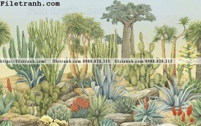 Chi tiết file tranh tráng gương Buc tuong nen hong hac rung nhiet doi Bac Au 123 (ảnh gốc)