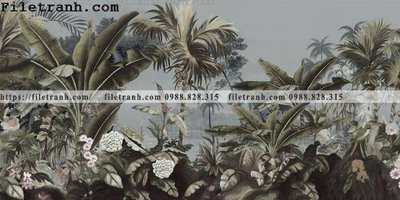 File tranh Buc tuong nen hong hac rung nhiet doi Bac Au 132 (ảnh gốc) cho in ấn kỹ thuật số