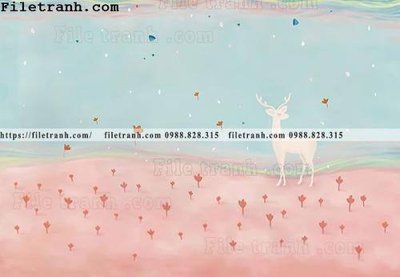 File tranh Buc tuong nen hong hac rung nhiet doi Bac Au 140 (gốc) phong cách tối giản