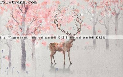 File tranh Buc tuong nen hong hac rung nhiet doi Bac Au 166 (ảnh gốc) chi tiết rõ ràng