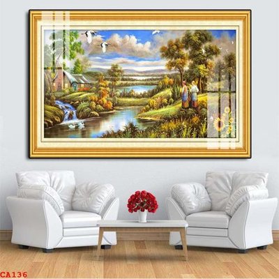 File in trần File tranh sơn dầu châu âu CA136 (bản gốc) bầu trời