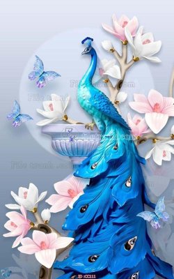 File gốc in mica File gốc tranh chim công CC111 chất lượng