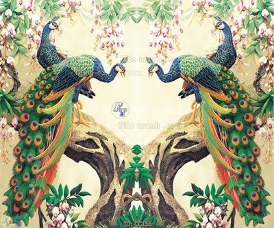 Download file gốc File gốc tranh chim công CC156 (in mica) 3D