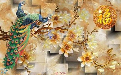 Hình ảnh file gốc in lụa File gốc tranh chim công CC16