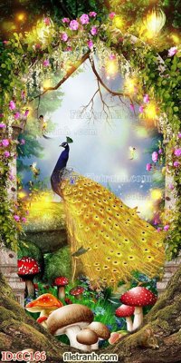 File PSD File gốc tranh chim công CC166 (bản gốc) cho nhà in