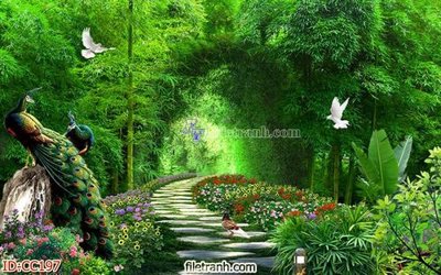 File gốc File gốc tranh chim công CC197 (in mica) làm quà tặng