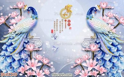 File ảnh File gốc tranh chim công CC215 (gốc) cho trang trí nội thất
