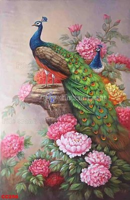 File in lụa File gốc tranh chim công CC250 (hoa văn) File gốc tranh chim công CC250