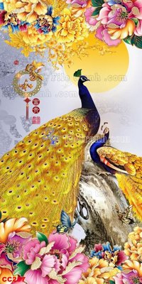 Tải file File gốc tranh chim công CC257 (ảnh gốc) in tráng gương