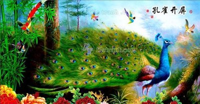 Ảnh gốc File gốc tranh chim công CC264 (siêu chi tiết) để in ấn