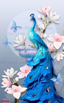 File tranh File gốc tranh chim công CC293 (bản gốc) treo tường