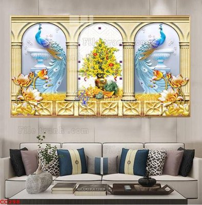 File tranh in trần File gốc tranh chim công CC298 (ảnh gốc siêu nét)