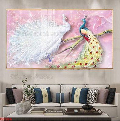 File ảnh File gốc tranh chim công CC304 (gốc) in backdrop sự kiện