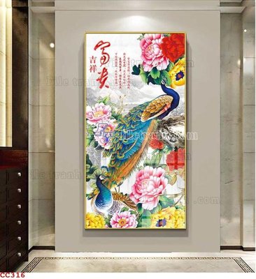 Download file gốc File gốc tranh chim công CC316 (in lụa) cao cấp