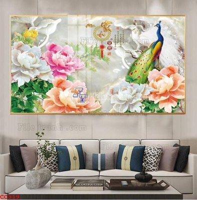 File ảnh File gốc tranh chim công CC319 (gốc) in standee