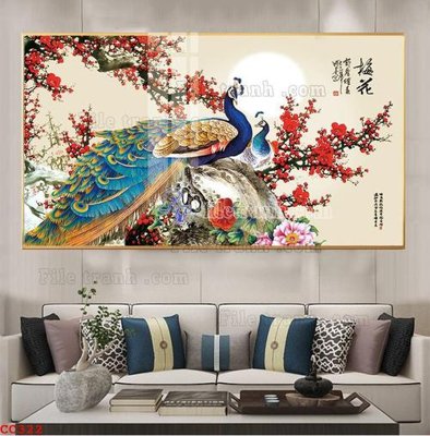 Hình ảnh gốc File gốc tranh chim công CC322 (để in khổ lớn)