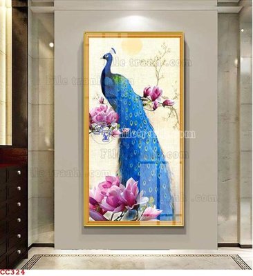 File tranh in mica File gốc tranh chim công CC324 (độ phân giải cao)