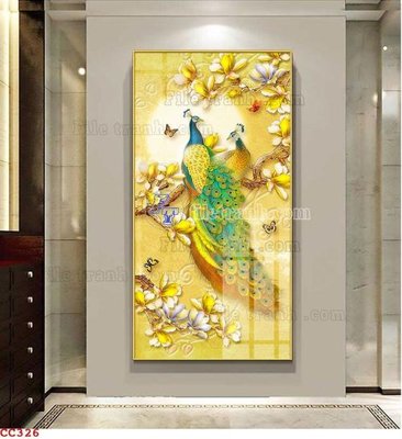 File ảnh File gốc tranh chim công CC326 (gốc) cho trang trí nội thất