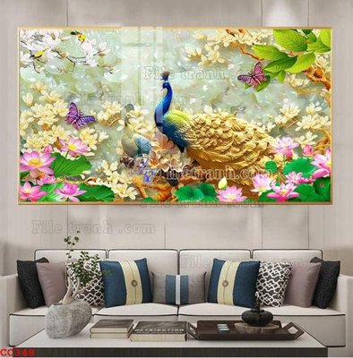 Tải file File gốc tranh chim công CC348 (gốc) chủ đề phong thủy