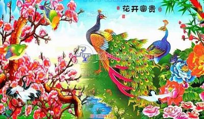 File tranh File gốc tranh chim công CC34 (bản gốc) trang trí văn phòng