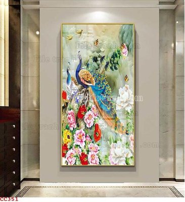 File tranh ảnh gốc File gốc tranh chim công CC351 dùng cho in khổ lớn