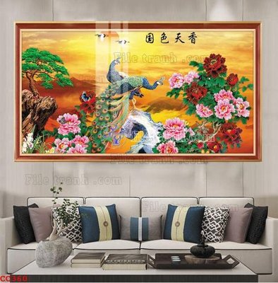 File gốc in ấn File gốc tranh chim công CC360 độ phân giải cao