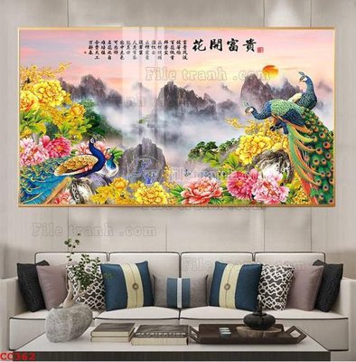 File in trần File gốc tranh chim công CC362 (file gốc) chủ đề vũ trụ