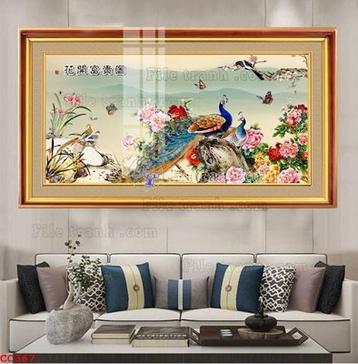 File tranh in trần File gốc tranh chim công CC367 (ảnh gốc siêu nét)