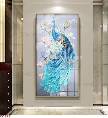 Tải file File gốc tranh chim công CC376 (gốc) làm tranh treo tường