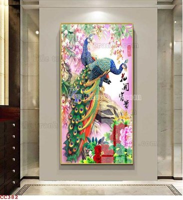 File PSD File gốc tranh chim công CC382 (gốc) tách lớp chi tiết