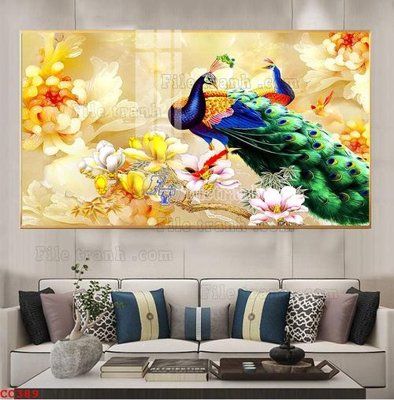 File in mica File gốc tranh chim công CC389 (ảnh gốc) đẹp